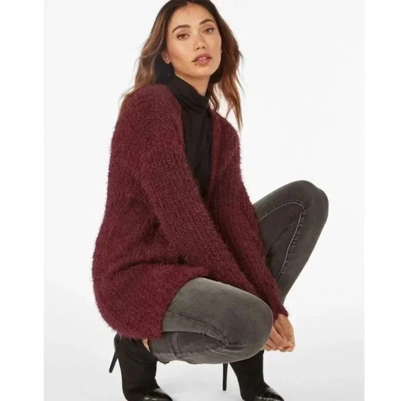 JF Fuzzy Wine Open Cardigan - Picture 2 of 10